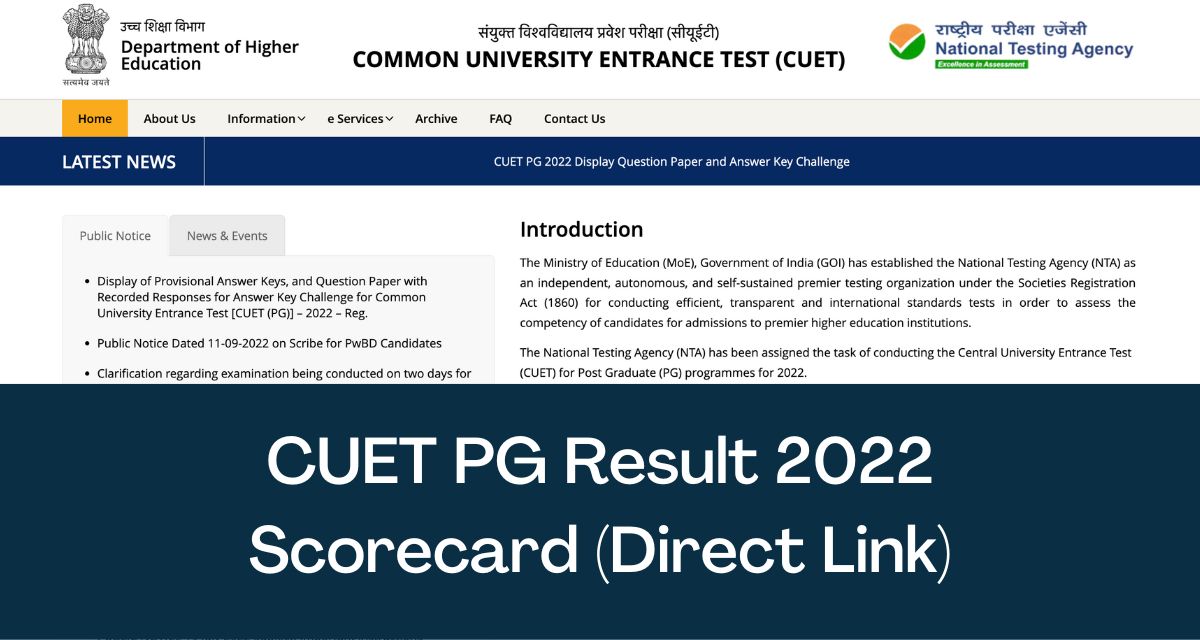 CUET PG Result 2023 Direct Link CutOff & Scorecard cuet.nta.nic.in