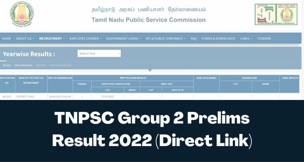 TNPSC Group 2 Prelims Result 2022 - Direct Link CCSE II CutOff & Merit List @www.tnpsc.gov.in