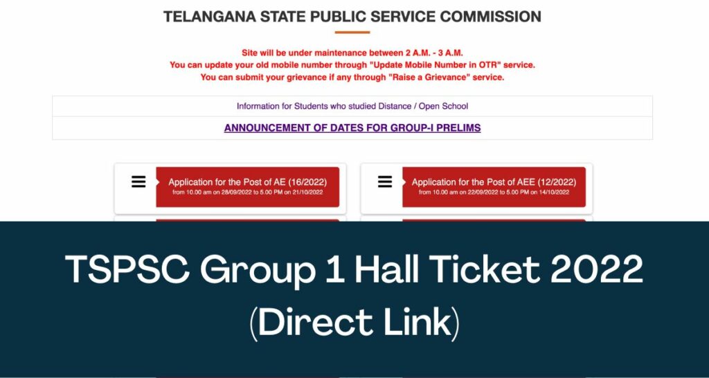 TSPSC Group 1 Hall Ticket 2022 - Direct Link Prelims Admit Card @www.tspsc.gov.in