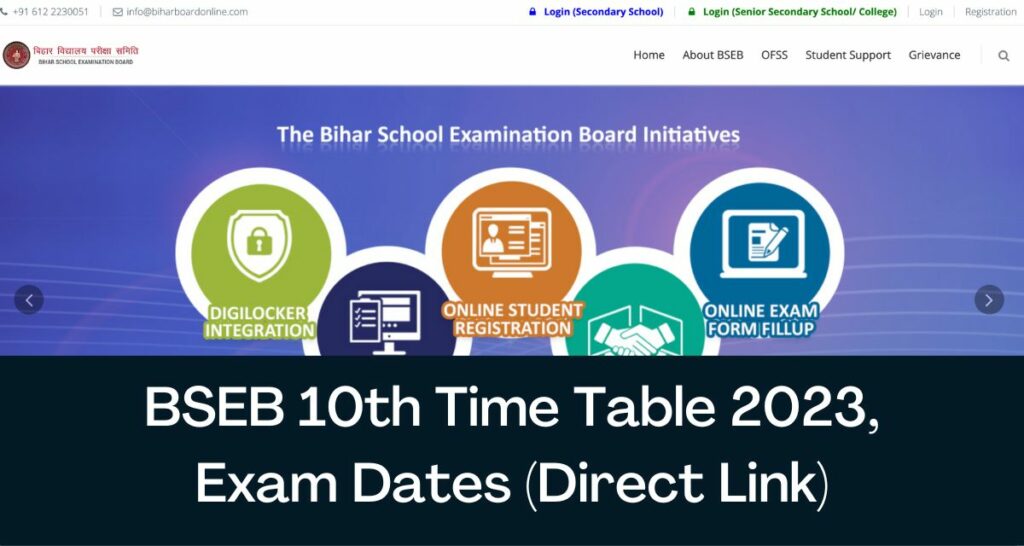 BSEB 10th Time Table 2023 - Direct Link Matric Exam Dates @ biharboardonline.com