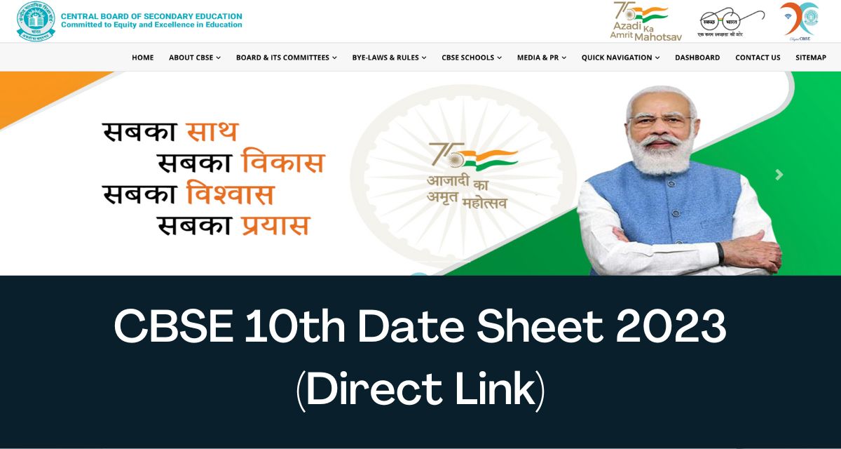 CBSE 10th Date Sheet 2023 - Direct Link Class 10 Exam Time Table @ www.cbse .gov.in