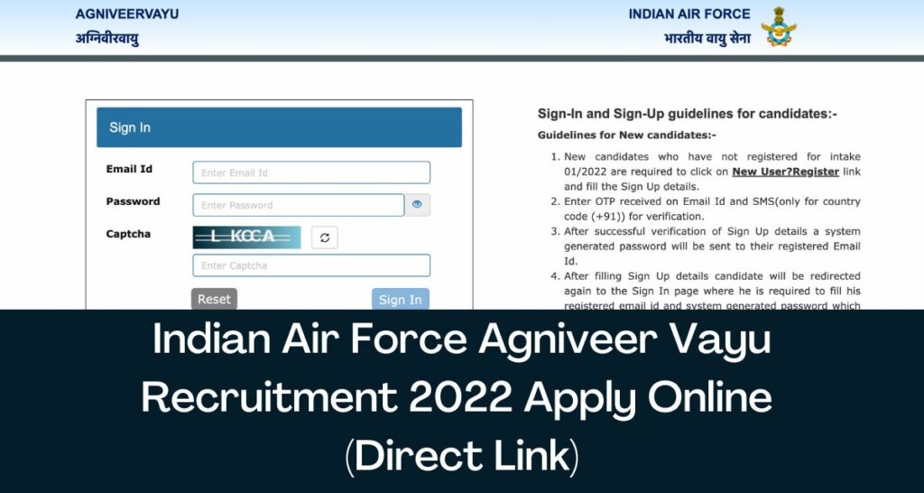 Indian Airforce Agniveer Vayu Recruitment 2022 - Direct Link Apply Online, Notification @ agnipathvayu.cdac.in