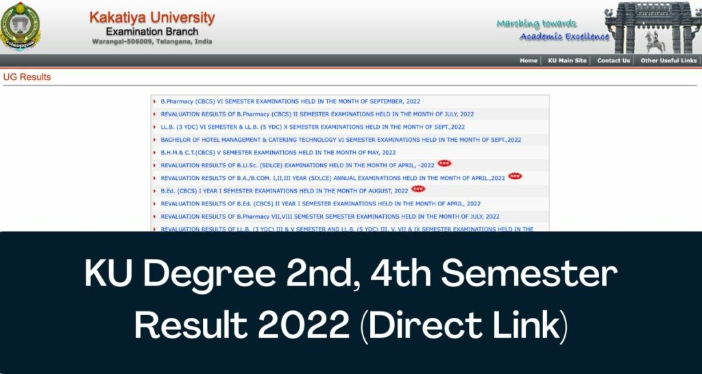 KU Degree 2nd 4th Sem Result 2022 - Direct Link Kakatiya University Manabadi @ kuexams.org