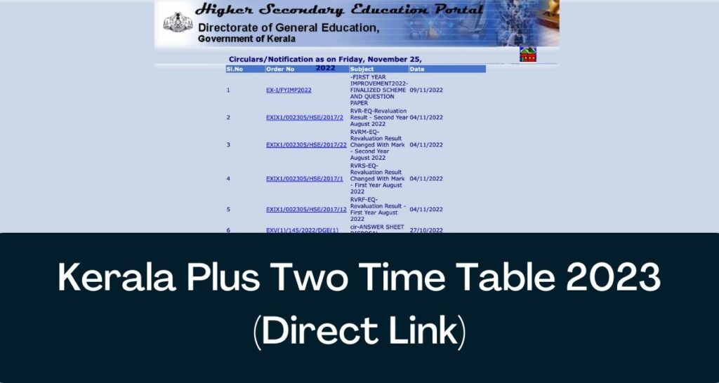 Kerala Plus Two Time Table 2023 - Direct Link Class 12 Exam Dates @ dhsekerala.gov.in