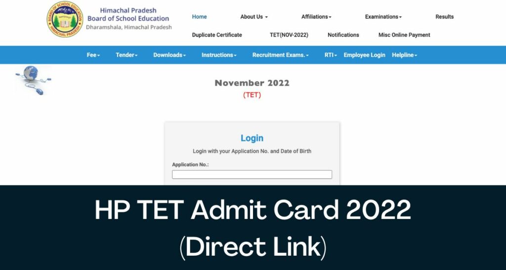HP TET Admit Card 2022 - Direct Link HPBOSE TET Hall Ticket @ hpbose.org