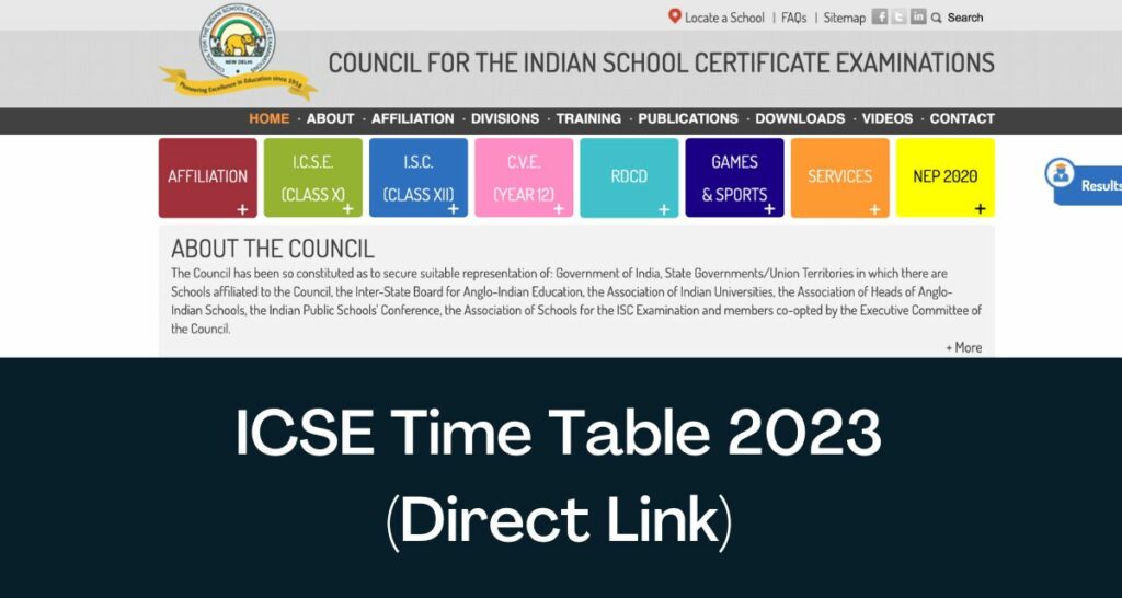 ICSE Time Table 2023 - Direct Link CISCE 10th Class Date Sheet @ cisce.org