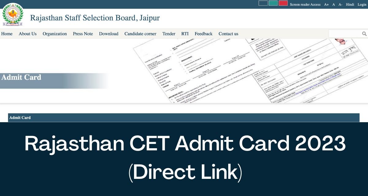 Rajasthan CET Admit Card 2023 - Direct Link RSMSSB Common Eligibility Test  Hall Ticket @ rsmssb.rajasthan.gov.in