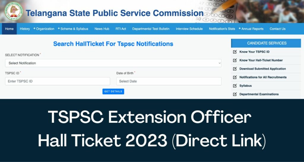 TSPSC Extension Officer Hall Ticket 2023 - Direct Link Admit Card @ www.tspsc.gov.in