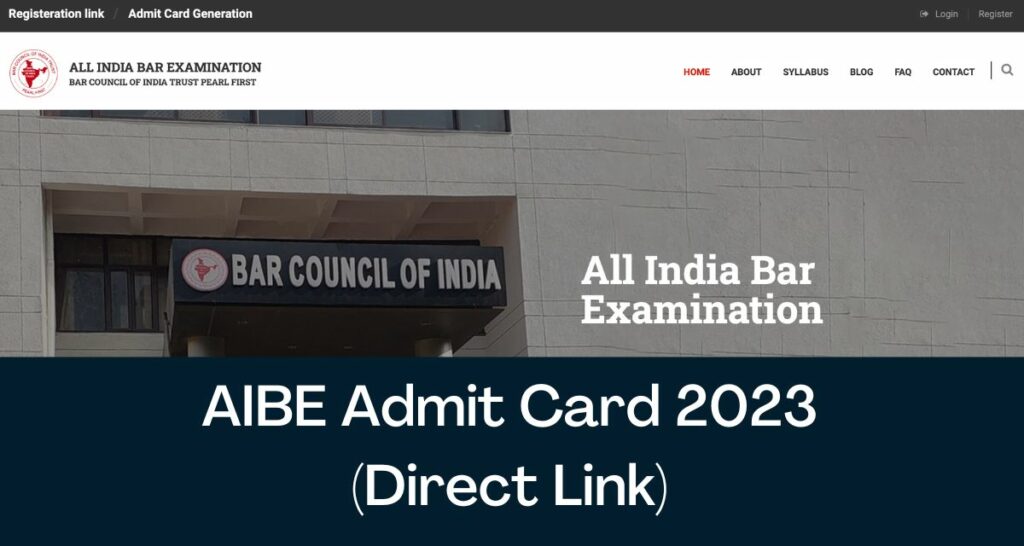 AIBE Admit Card 2023 - Direct Link Hall Ticket @ allindiabarexamination.com