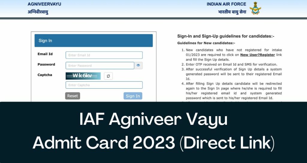 IAF Agniveer Vayu Admit Card 2023 - Direct Link Air Force Exam City Intimation @ agnipathvayu.cdac.in