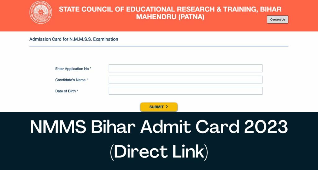 NMMS Bihar Admit Card 2023 - Direct Link Hall Ticket @ scert.bihar.gov.in