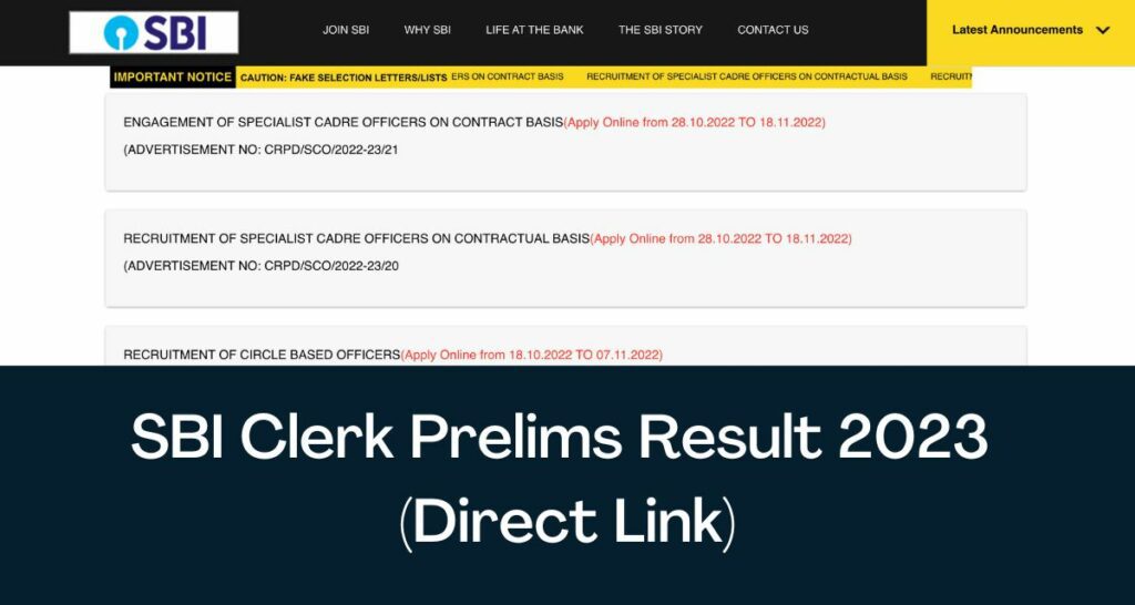 SBI Clerk Prelims Result 2023 - Direct Link Cut Off Marks & Merit List @ sbi.co.in