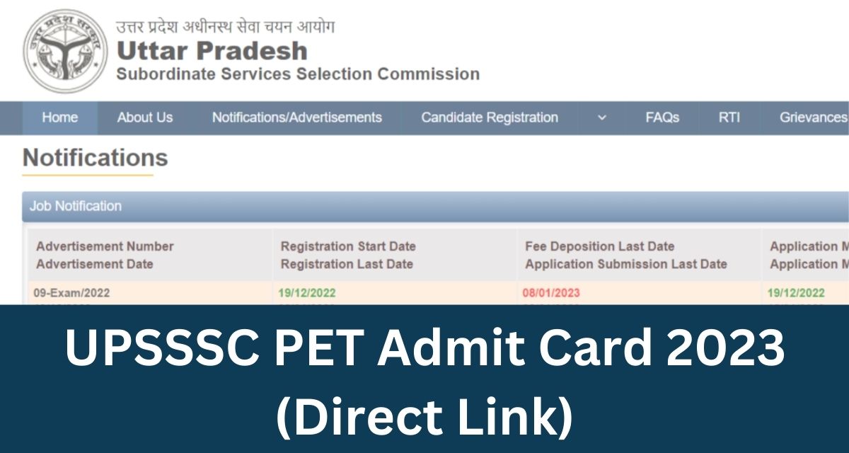 UPSSSC PET Admit Card 2023 - Direct Link Hall Ticket @upsssc.gov.in
