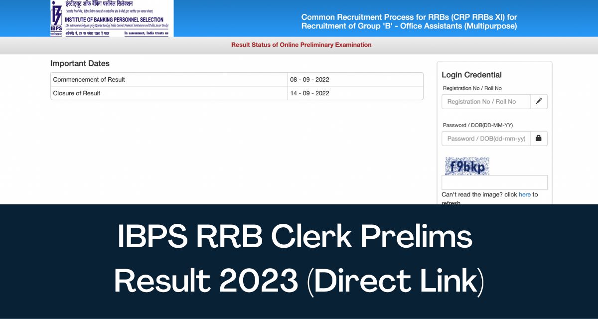 IBPS RRB Clerk Prelims Result 2023 - Direct Link Office Assistant Scorecard @ibps.in