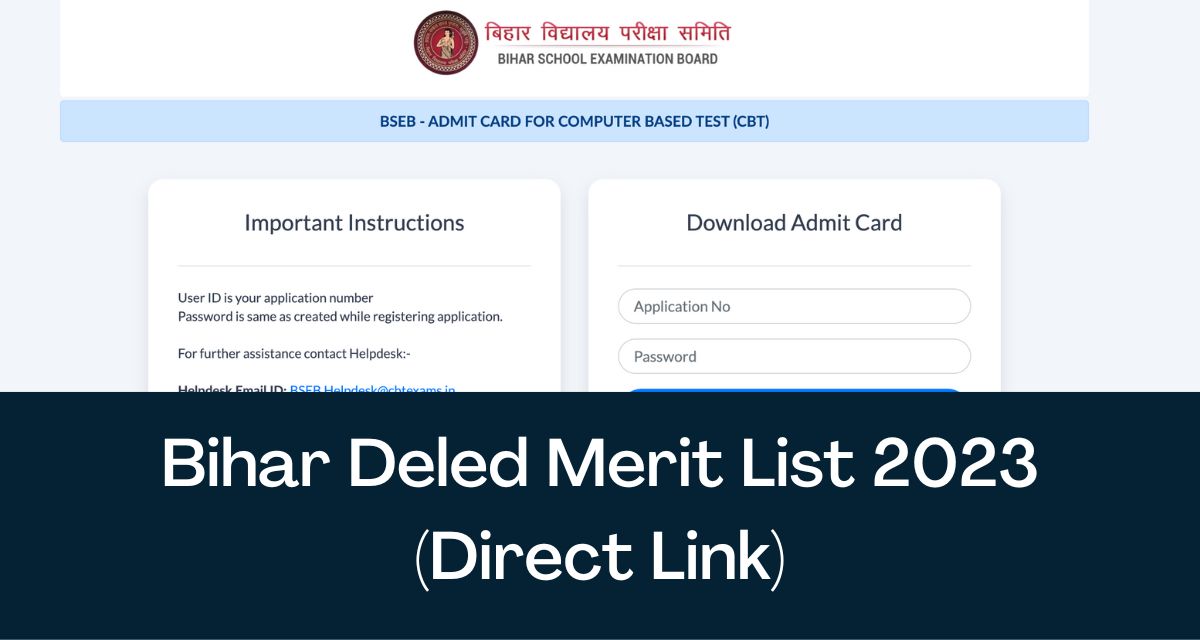 Bihar D.El.Ed Merit List 2023 - Direct Link Allotment Order @ biharboardonline.bihar.gov.in