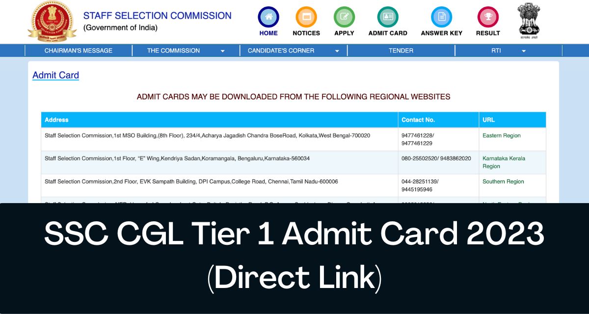 SSC CGL Admit Card 2023 - Direct Link Tier 1 Hall Ticket @ ssc.nic.in
