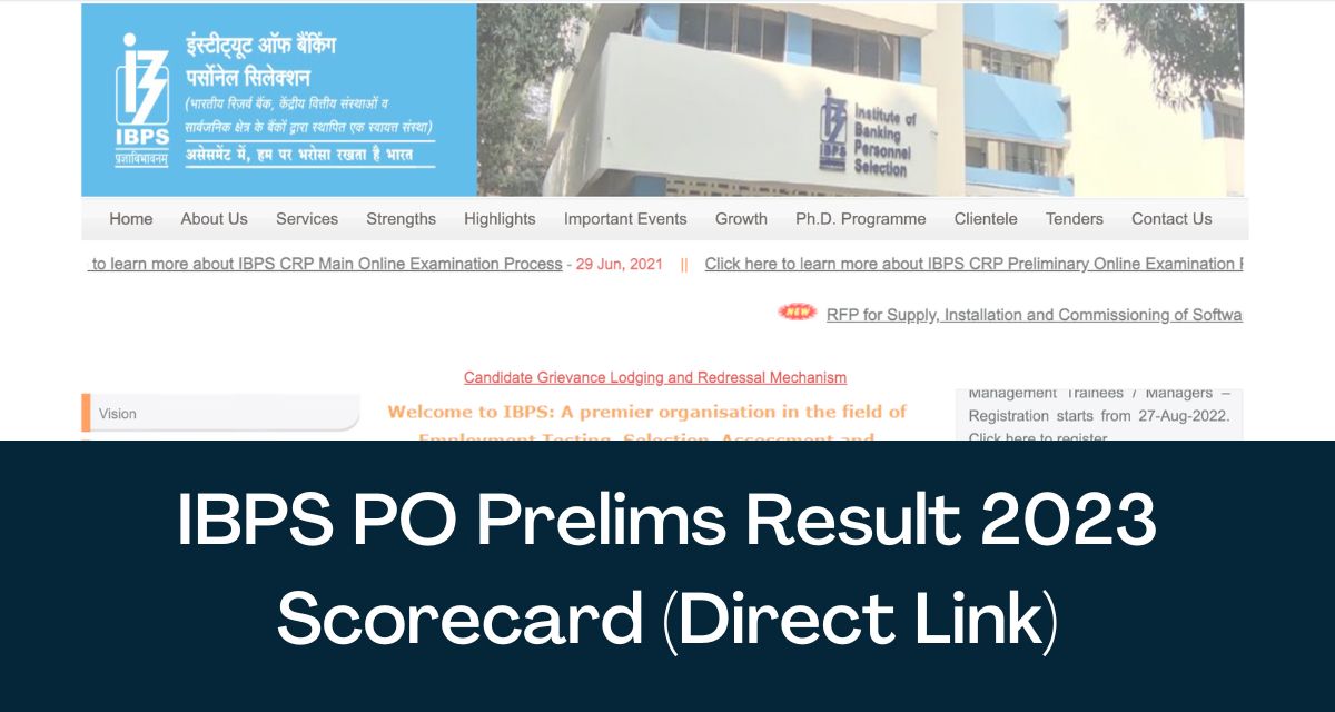 IBPS PO Prelims Result 2023 - Direct Link Probationary Office Pre Scorecard @ ibps.in