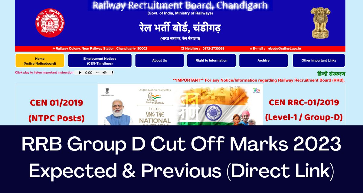 RRB Group D Cut Off Marks 2023 - Direct Link Zone Wise Expected & Previous Year CutOff @www.rrbcdg.gov.in