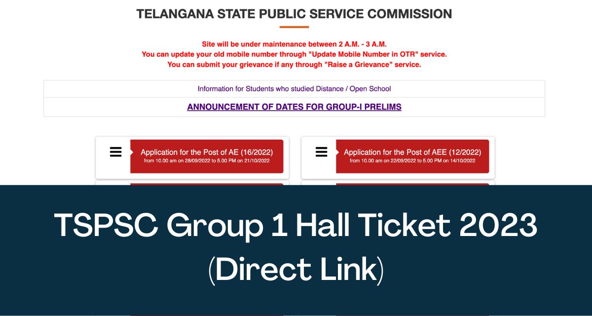 TSPSC Group 1 Hall Ticket 2023- Direct Link Prelims Admit Card @www.tspsc.gov.in