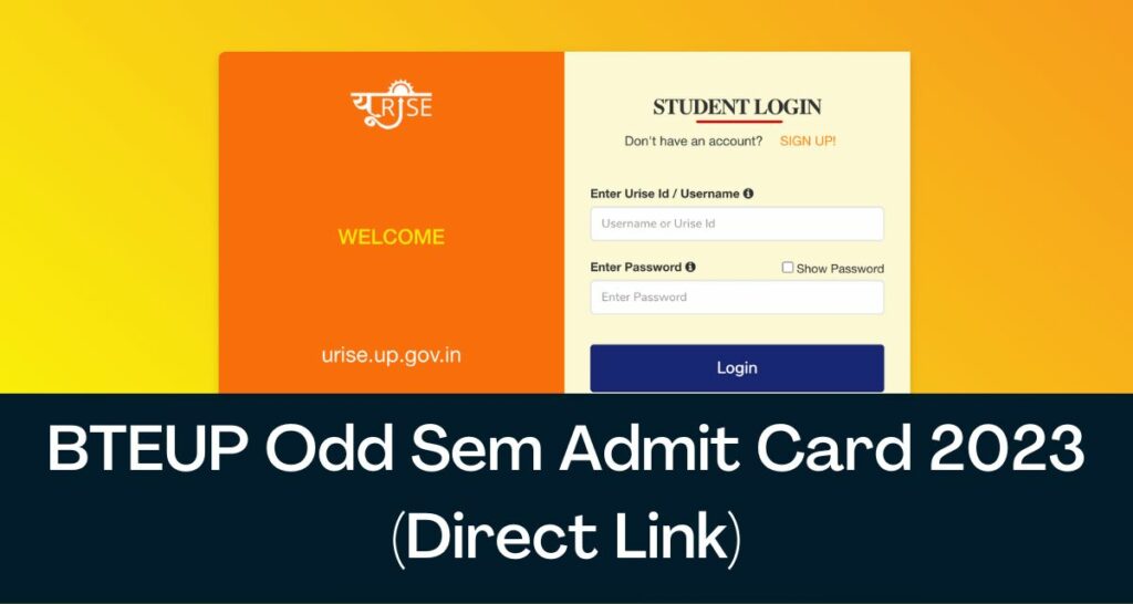 BTEUP Odd Sem Admit Card 2023 - Direct Link UP Diploma 1st, 3rd, 5th Sem Hall Ticket @ bteup.ac.in