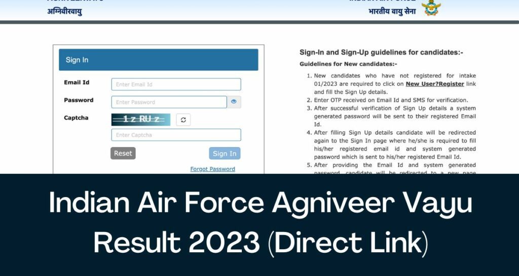 Indian Air Force Agniveer Vayu Result 2023 - Direct Link IAF X Y Group CutOff & Merit List @ agnipathvayu.cdac.in