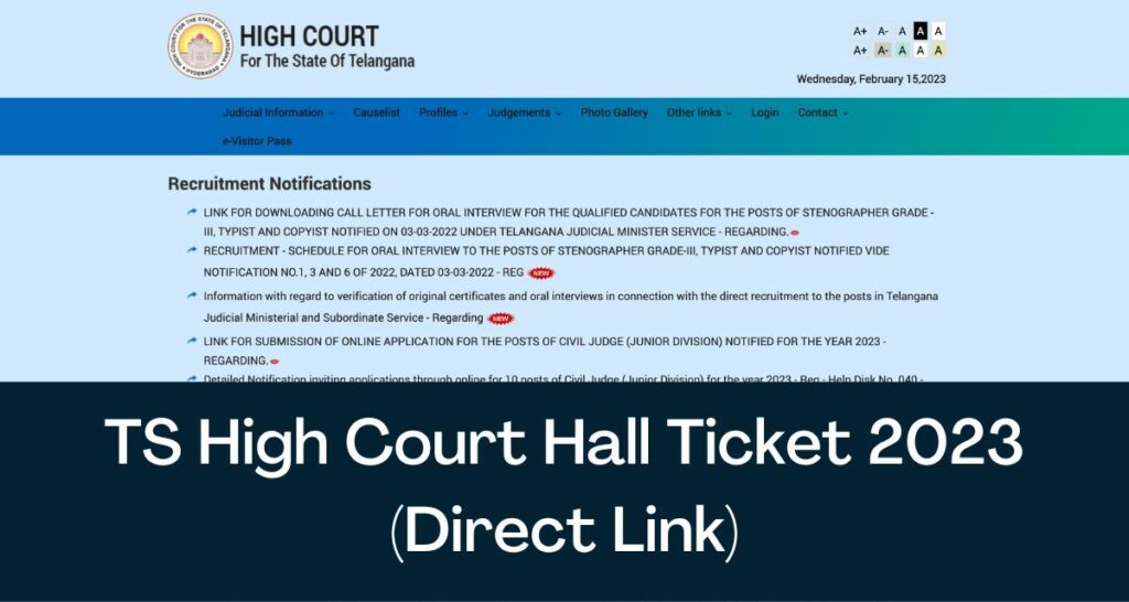 TS High Court Hall Ticket 2023 - Direct Link Office Subordinate Admit Card @ tshc.gov.in