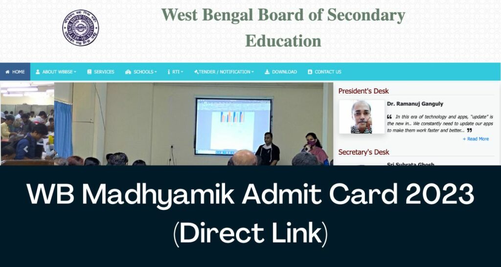 WB Madhyamik Admit Card 2023 - Direct Link West Bengal 10th Hall Ticket @ wbbse.wb.gov.in