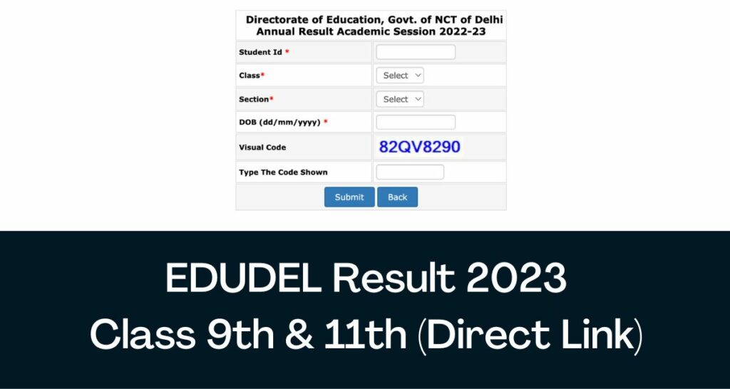 EDUDEL Result 2023 - Direct Link Class 9th & 11th Results @ edudel.nic.in