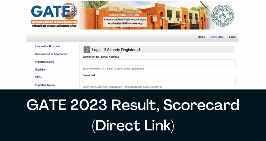 GATE 2023 Result - Direct Link CutOff Marks & Merit List @ gate.iitk.ac.in