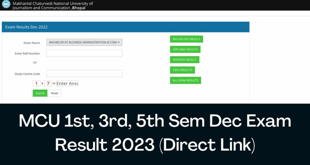 MCU Dec Result 2023 - Direct Link 1st, 3rd, 5th Sem Exam Results @ mcu.ac.in