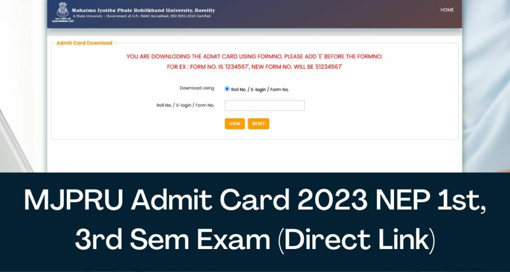 MJPRU Admit Card 2023 - Direct Link NET 1st, 3rd Sem Exam Hall Ticket @ mjpruiums.in