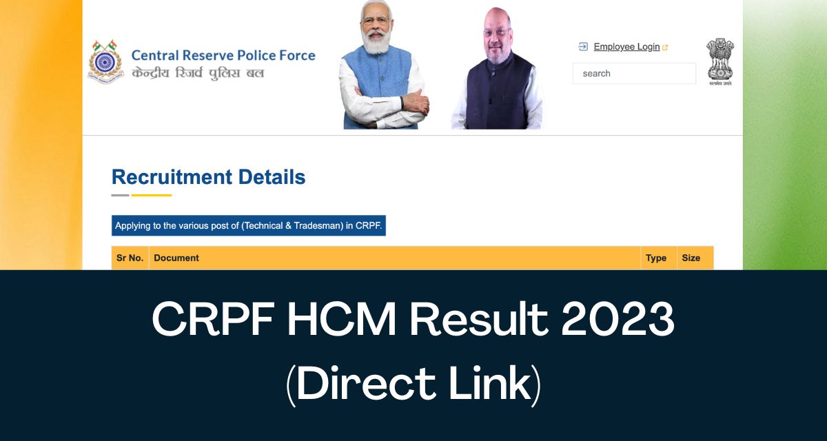 CRPF HCM Result 2024 Direct Link Head Constable Ministerial CutOff