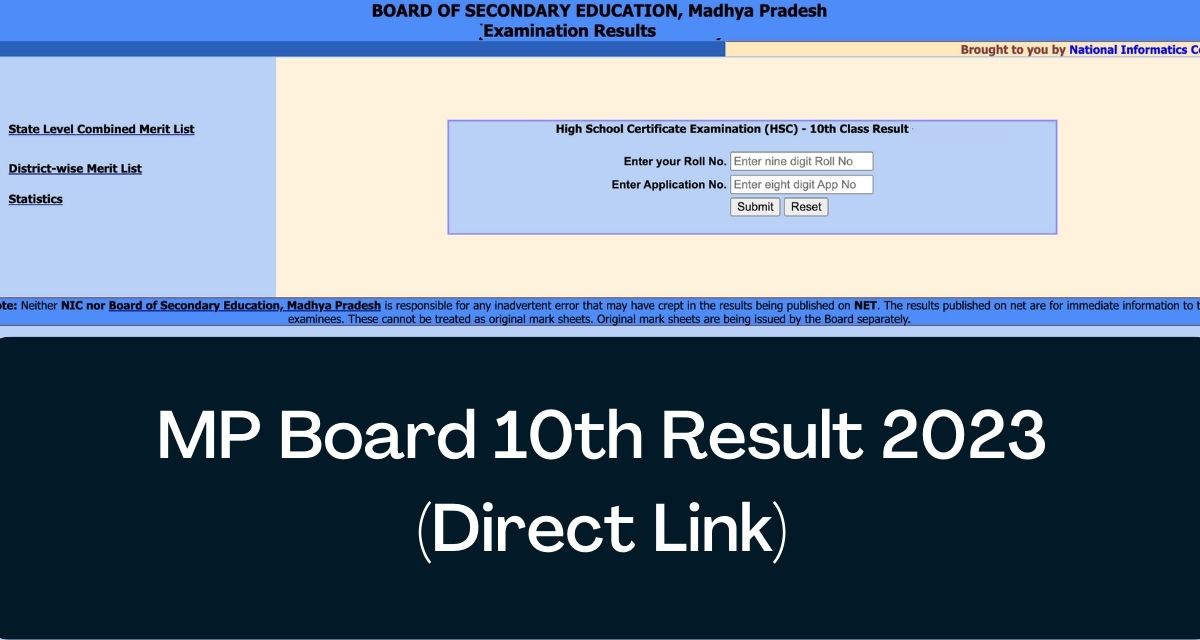 MP Board 10th Result 2024 Direct Link MPBSE Class 10 Exam Results