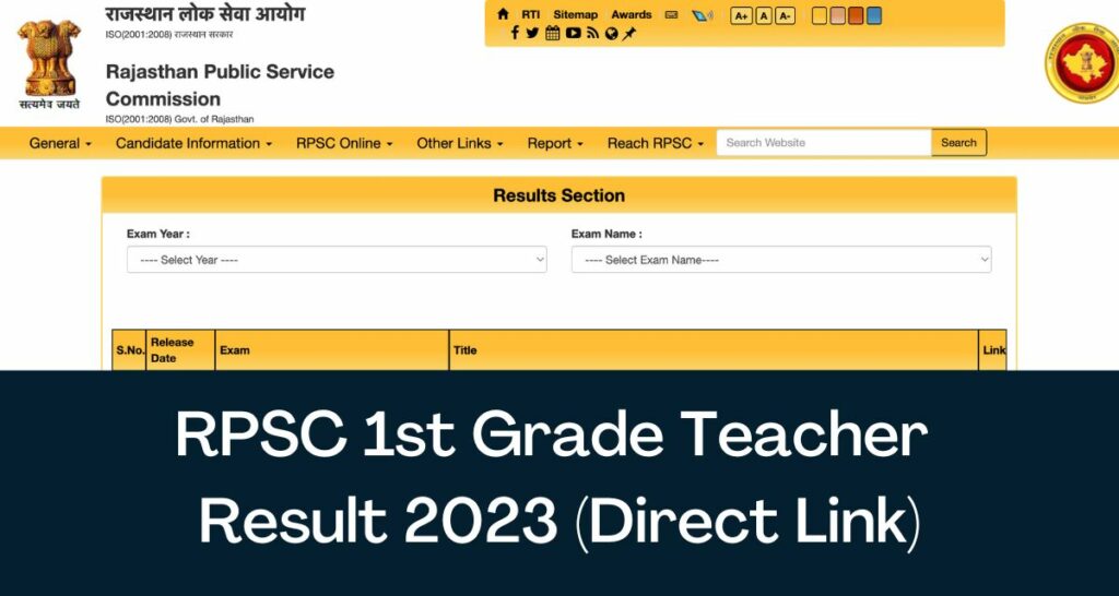 RPSC 1st Grade Teacher Result 2023 - Direct Link Rajasthan School Lecturer CutOff @ rpsc.rajasthan.gov.in