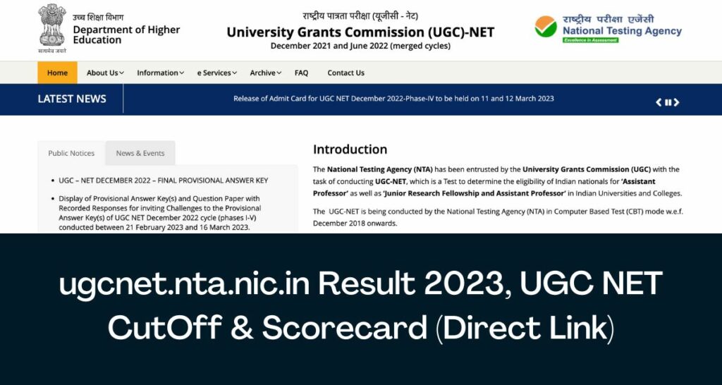 ugcnet.nta.nic.in NET Result 2023 - Direct Link UGC NET CutOff & Scorecard