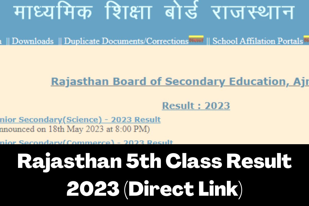 Rajasthan 5th Class Result 2023 (Direct Link)