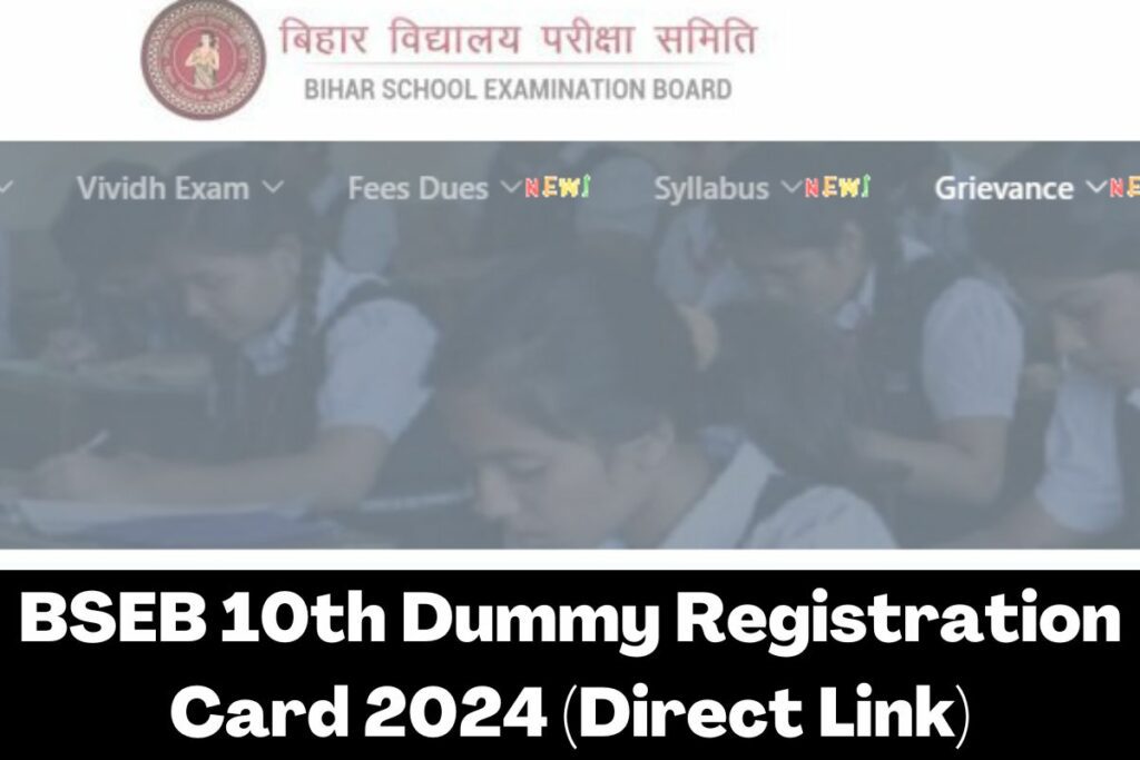 BSEB 10th Dummy Registration Card 2024 Direct Link