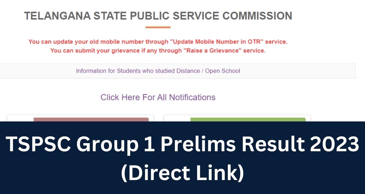 TSPSC Group 1 Prelims Result 2023 (Direct Link)