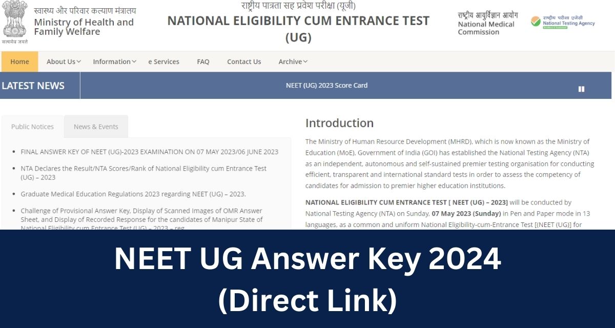 NEET UG Answer Key 2024 
(Direct Link)