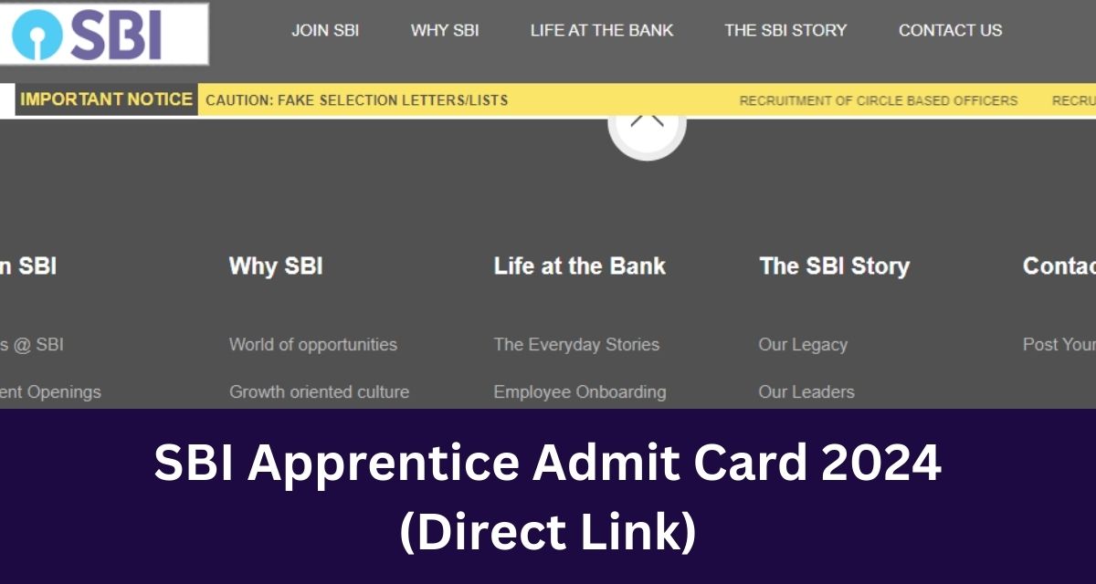 SBI Apprentice Admit Card 2024 
(Direct Link) 