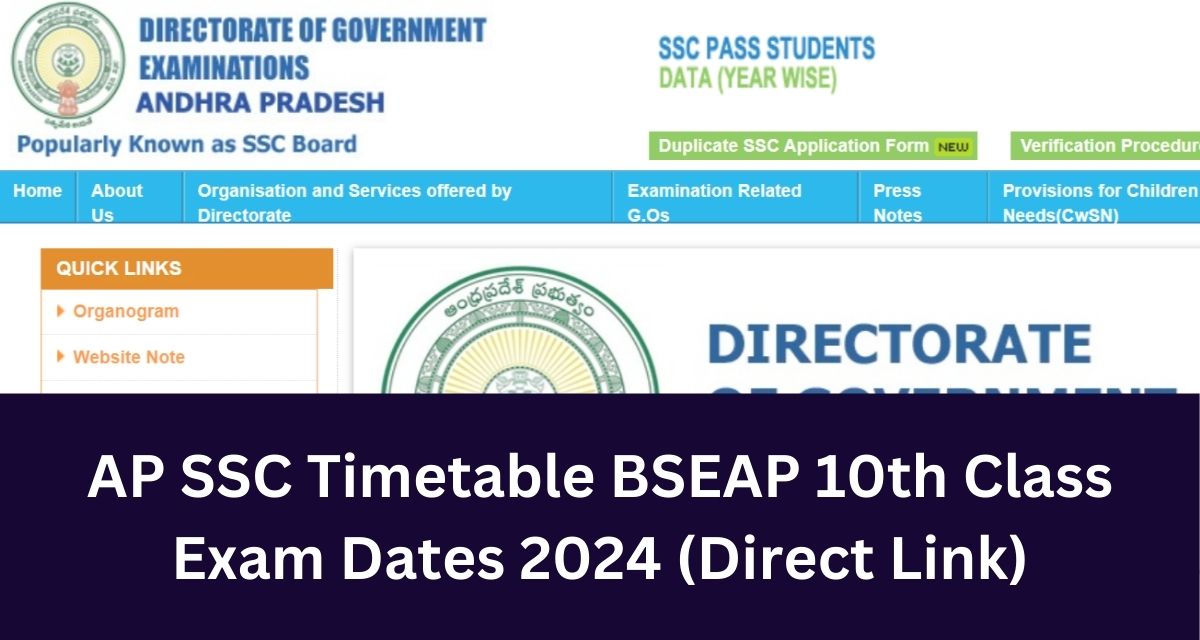 AP SSC Timetable BSEAP 10th Class Exam Dates 2024 (Direct Link)