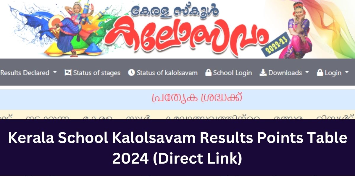 Kerala School Kalolsavam Results Points Table
2024 (Direct Link) 