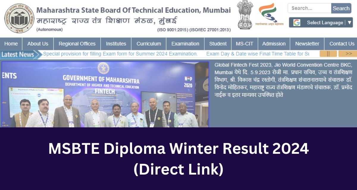 MSBTE Diploma Winter Result 2024
 (Direct Link) 